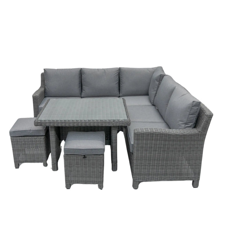 Kensington Compact Outdoor Corner Sofa Dining & Lounging Set  | Grey | Seats 6 Grace Bay