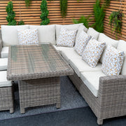 Kensington Rattan Right-Hand High Corner Outdoor Dining & Lounging Set | Seats 7 Grace Bay
