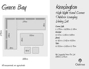 Kensington Right Hand High Corner Outdoor Dining Lounging Set | Grey | Seats 7 Grace Bay