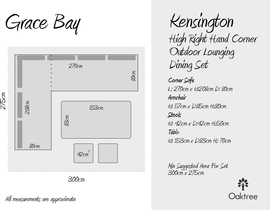 Kensington Right Hand High Corner Outdoor Dining Lounging Set | Wicker | Seats 7