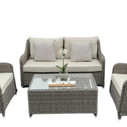 Kensington Rattan Sofa & Armchair Outdoor Set with Coffee Table | Grey | Seats 4 Grace Bay