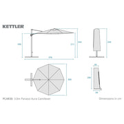 Kettler Aura 3m Round Cantilever Parasol with Night Cover Kettler