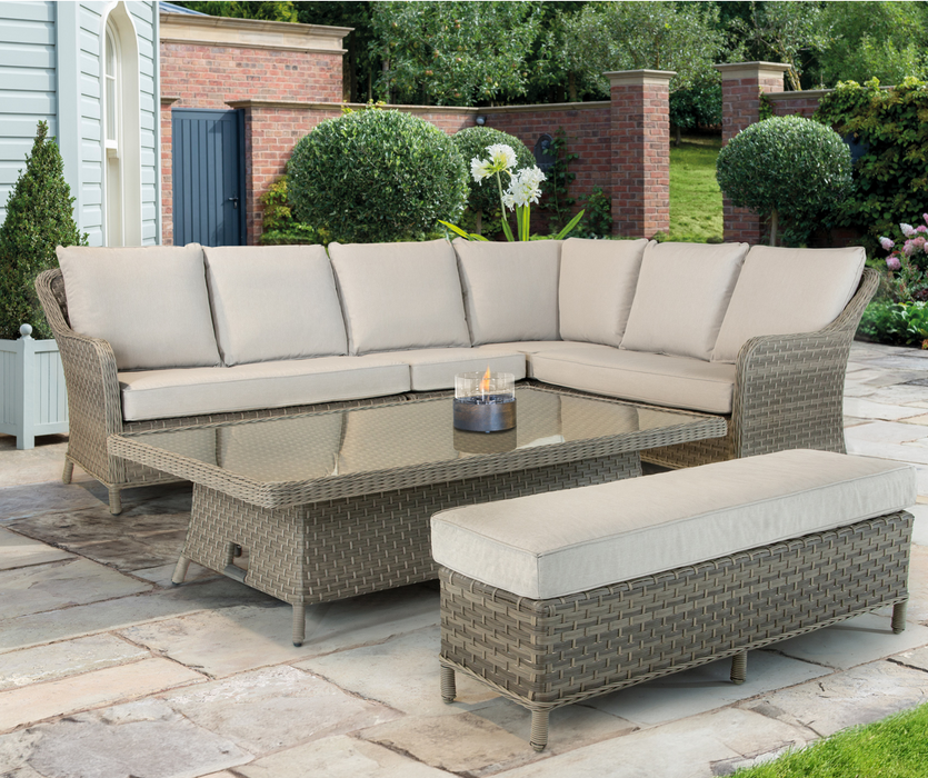 Kettler Charlbury Signature Casual Dining Corner Set with High Low Table and Weatherproof Cushions