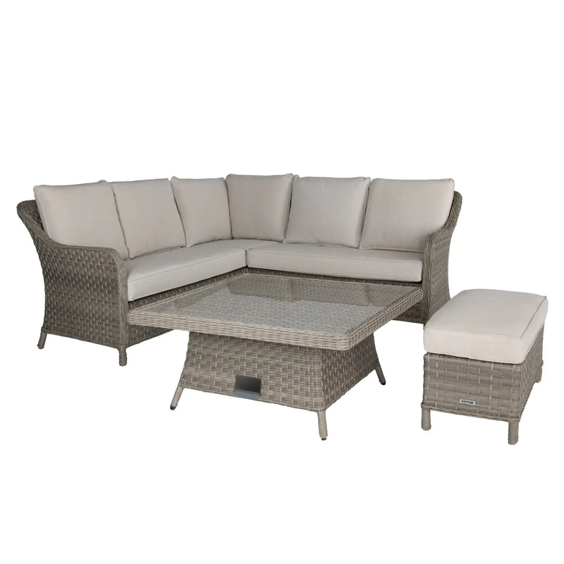 Kettler Charlbury Signature Mini Dining Corner Set with High Low Table & Weatherproof Cushions Kettler