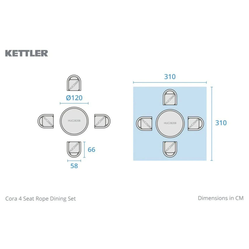 Kettler Cora 4 Seat Dining Set Kettler