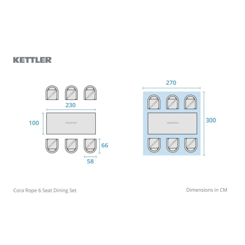 Kettler Cora 6 Seat Rectangular Dining Set Kettler