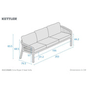 Kettler Cora Rope 3 Seat Garden Sofa Kettler