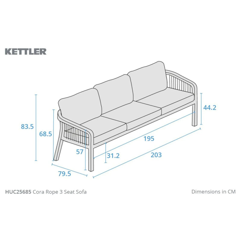 Kettler Cora Rope 3 Seat Garden Sofa Kettler