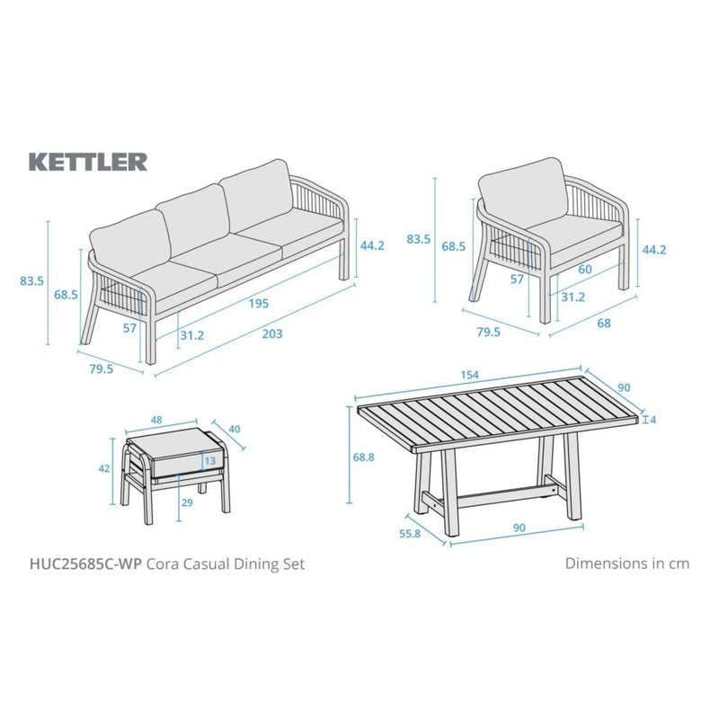 Kettler Cora Rope Casual Dining Set Kettler