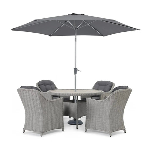 Kettler Foxley 4 Seat Dining Set with 120cm Round Table including Parasol and Base Kettler