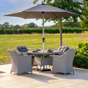 Kettler Foxley 4 Seat Dining Set with 120cm Round Table including Parasol and Base Kettler