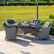 Kettler Foxley 4 Seat Dining Set with 120cm Round Table including Parasol and Base Kettler