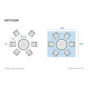 Kettler Foxley 6 Seat Dining Set with 140cm Round Table including Parasol and Base Kettler