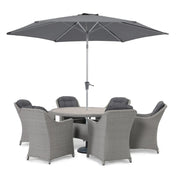 Kettler Foxley 6 Seat Dining Set with 140cm Round Table including Parasol and Base Kettler