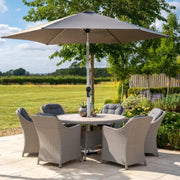 Kettler Foxley 6 Seat Dining Set with 140cm Round Table including Parasol and Base Kettler