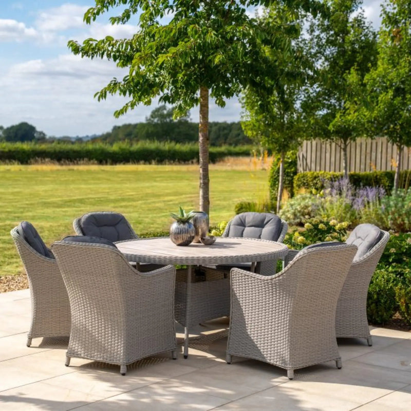 Kettler Foxley 6 Seat Dining Set with 140cm Round Table including Parasol and Base Kettler