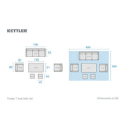 Kettler Foxley Garden Sofa Set 150x90cm High/Low Table Kettler