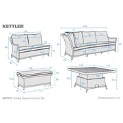 Kettler Foxley Square Corner Set with 120x120cm High/Low Table Kettler