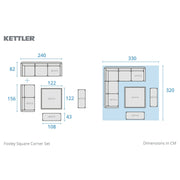 Kettler Foxley Square Corner Set with 120x120cm High/Low Table Kettler