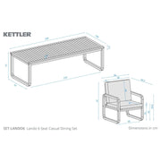 Kettler Lando 6 Seat Garden Dining Set - Acacia Wood - RainSafe Cushions Kettler