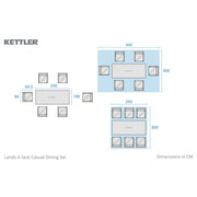 Kettler Lando 6 Seat Garden Dining Set - Acacia Wood - RainSafe Cushions Kettler