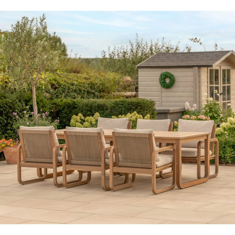 Kettler Lando 6 Seat Garden Dining Set - Acacia Wood - RainSafe Cushions Kettler