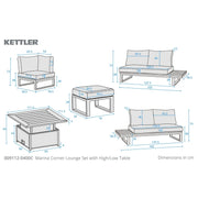 Kettler Marina Corner Lounge with High/Low Table Garden Furniture Set Kettler
