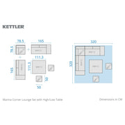 Kettler Marina Corner Lounge with High/Low Table Garden Furniture Set Kettler