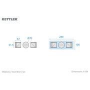 Kettler Meadow 2 Seat Garden Bistro Set - Acacia Wood - RainSafe Cushions Kettler