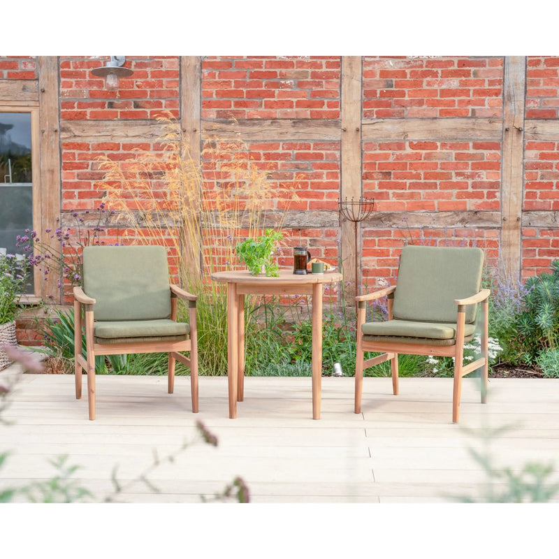 Kettler Meadow 2 Seat Garden Bistro Set - Acacia Wood - RainSafe Cushions Kettler