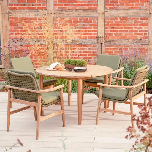 Kettler Meadow 4 Seat Garden Dining Set - Acacia Wood - RainSafe Cushions Kettler