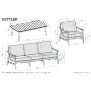Kettler Meadow 5 Seat Garden Lounge Set - Acacia Wood - RainSafe Cushions Kettler