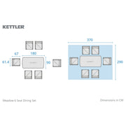 Kettler Meadow 6 Seat Garden Dining Set - Acacia Wood - RainSafe Cushions Kettler