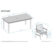 Kettler Meadow 6 Seat Garden Dining Set - Acacia Wood - RainSafe Cushions Kettler