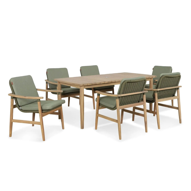 Kettler Meadow 6 Seat Garden Dining Set - Acacia Wood - RainSafe Cushions Kettler