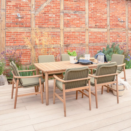 Kettler Meadow 6 Seat Garden Dining Set - Acacia Wood - RainSafe Cushions Kettler