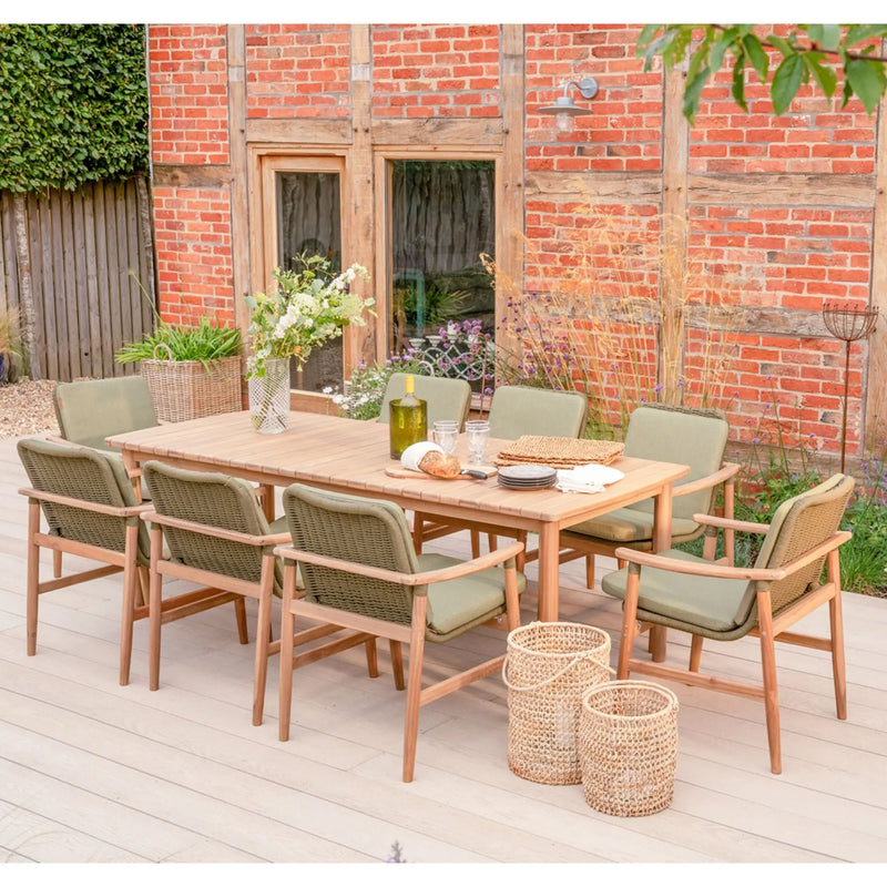 Kettler Meadow 8 Seat Garden Dining Set - Acacia Wood - RainSafe Cushions Kettler