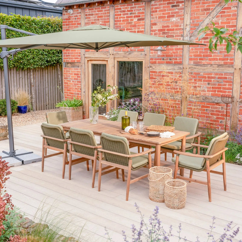Kettler Meadow 8 Seat Garden Dining Set - Acacia Wood - RainSafe Cushions Kettler