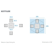 Kettler Merano 4 Seat Garden Dining Set - Parasol - RainSafe Cushions - Grey Kettler