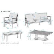 Kettler Merano 7 Seat Garden Sofa Set - High/Low RainSafe Cushions Kettler