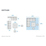 Kettler Merano Garden Corner Set - High/Low Table - RainSafe Cushions Kettler