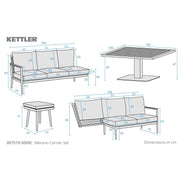 Kettler Merano Garden Corner Set - High/Low Table - RainSafe Cushions Kettler
