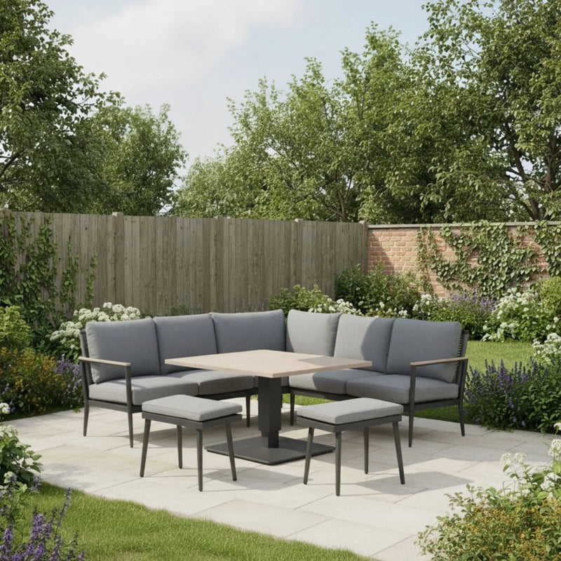Kettler Merano Garden Corner Set - High/Low Table - RainSafe Cushions Kettler