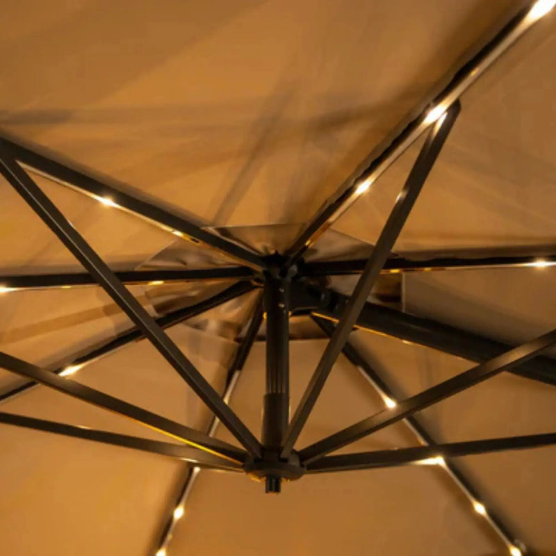 Kettler Orion 3.0m Round Canopy LED Cantilever Parasol with Side Tilt, Granite Base & Night Cover - Grey Frame Kettler