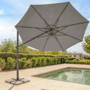Kettler Orion 3.0m Round Slate Canopy LED Cantilever Parasol with Side Tilt, Granite Base & Night Cover - Grey Frame Kettler