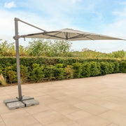 Kettler Orion 3.0m Square Stone Canopy LED Cantilever Parasol with Side Tilt, Granite Base & Night Cover Kettler