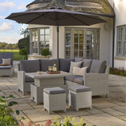 Kettler Palma Signature Mini Corner Sofa with Grey Taupe Cushion No Table | Whitewash Rattan Kettler