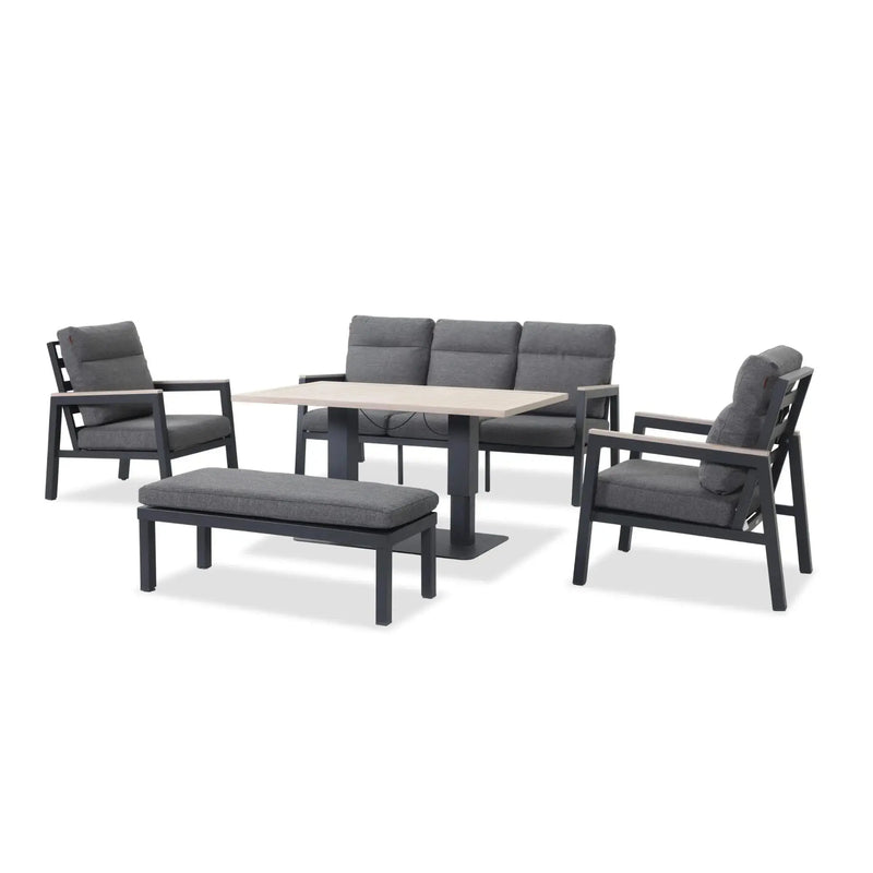 Kettler Tudor 5 Seat Garden Lounge Set High/Low Table - RainSafe Cushions Kettler