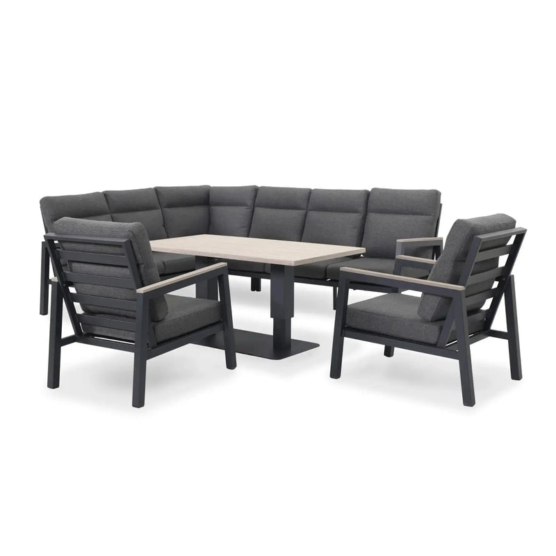 Kettler Tudor Garden Corner Set Right Hand High/Low Table - RainSafe Cushions Kettler