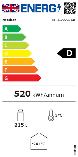 Napoleon Built-In Outdoor Fridge, 210L, Double Door Glass